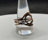 Hammered Copper and Square Crystal Ring - size 11