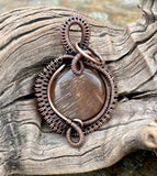 Shimmering Sunstone Pendant in Wire Wrapped Copper.  