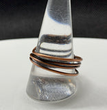 Hammered Copper and Square Crystal Ring - size 11