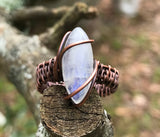 Rainbow Moonstone and Copper Ring - size 9