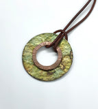 Hand stamped, painted and hammered washer necklace