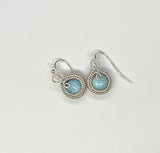 Argentium Silver wire wrapped Larimar earrings with Sterling Silver Ear Wires. 