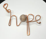Hammered Copper "hope" Keychain with large Sunstone Bead. 