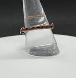Wire Wrapped Copper Leaf Ring With Green Glass Center.  