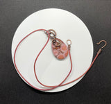 Stunning Ocean Jasper Necklace with Wire Wrapped Copper on a matching leather cord. 