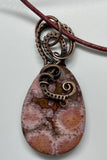 Stunning Ocean Jasper Necklace with Wire Wrapped Copper on a matching leather cord. 