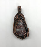 Beautiful Sci-fi Jasper Pendant (aka Porcelain Jasper) with colors of blue, burgundy and pink in wire wrapped copper.