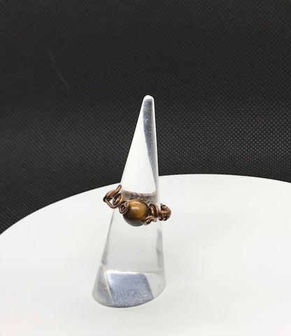 Tiger Eye and Copper Ring - size 6
