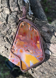 Vibrant Tumbled Agate Slice Pendant wrapped in Copper