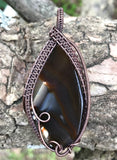 Tumbled Brown Agate Slice Pendant in Copper
