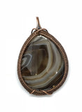 Striped Agate Pendant wrapped in copper