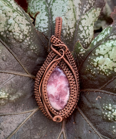 Lepidolite Pendant wrapped in Copper