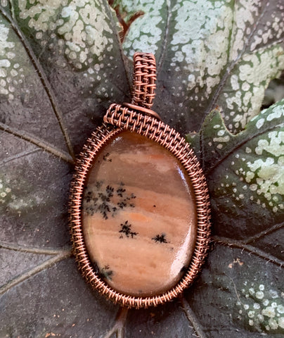 Honey Dendritic Agate wrapped in Copper