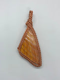 Vibrant Shell Slice Pendant in wire wrapped Copper