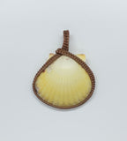 Sunny Yellow Seashell Pendant wrapped in Copper.
