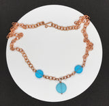 Blue Sea Glass and Copper necklace