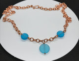 Blue Sea Glass and Copper necklace