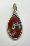 This unique Pendant has a combination of Red Jasper and Druzy Agate in Argentium Silver. 