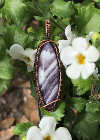 Dog Tooth Amethyst wrapped in Copper Pendant