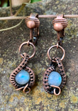 Labradorite and Copper Clip On Earrings