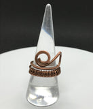 Hammered and wire wrapped Copper Ring - size 7 1/2