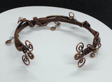 Woven Copper Cuff Bracelet with Glass Dangles - adjustable
