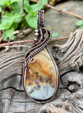 Colorful Lace Agate Pendant in Wire Wrapped Copper.  