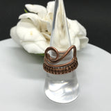 Hammered and wire wrapped Copper Ring - size 7 1/2