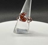 Adjustable Wire Wrapped Copper and Red Jasper Moon Ring. 