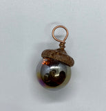 Glass Acorn Pendant with Copper Bail