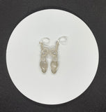 Shimmering Gray Moonstone Earrings wrapped in Argentium Silver with Sterling Silver Kidney Ear Wires.