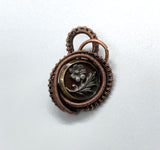 Vintage Metal Button and Copper Pendant