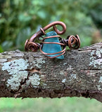 Provocative Mosaic Glass and Copper Ring - adjustable