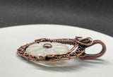 Vintage Button Pendant in Wire Wrapped Copper with Pearl Center. 