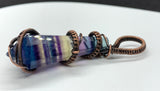 Beautiful Striped Rainbow Fluorite Prism Pendant wrapped in handwoven copper