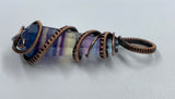 Beautiful Striped Rainbow Fluorite Prism Pendant wrapped in handwoven copper