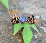 Curls and Swirls Copper and Labradorite Ring - adjustable