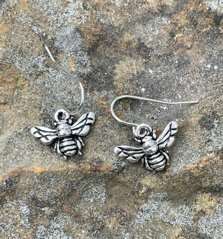 Silver Plated Bumble Bee Earrings
