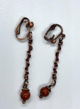Red Jasper and Copper Clip On Earrings