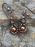 Hypoallergenic Copper and Seed Bead Earrings
