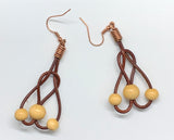 Funky Wood Beads and Leather Earrings