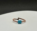 Adjustable Copper Wire Wrapped Ring with Blue Calsilica. 