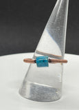 Adjustable Copper Wire Wrapped Ring with Blue Calsilica. 
