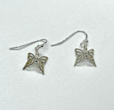 Delicate Sterling Silver Butterfly Earrings with tiny Moonstone head.