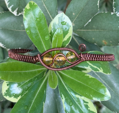 Copper and Amber Bracelet - adjustable