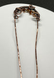 Hammered Copper Hair Fork with layers of Handwoven Copper and Glass Beads. 