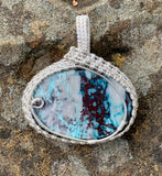 Beautiful Arizona Lightning Stone Pendant wrapped in Sterling (.925) and Fine (.999) Silver.