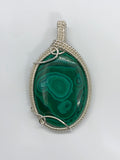 Alluring Malachite Pendant wrapped in Sterling Silver