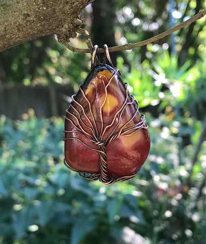 Tumbled Mookaite Tree of Life Pendant in Copper