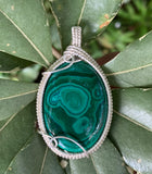 Alluring Malachite Pendant wrapped in Sterling Silver